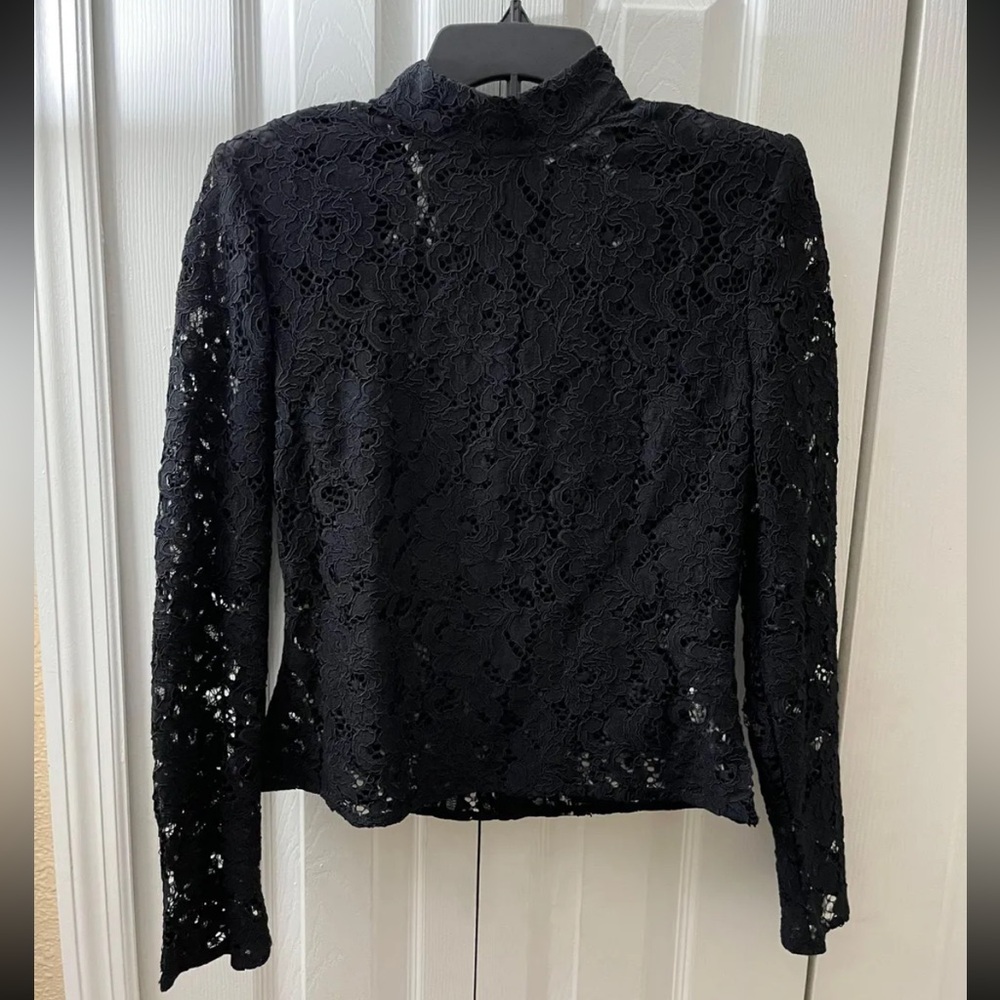 Zara black lace top with shoulder pads